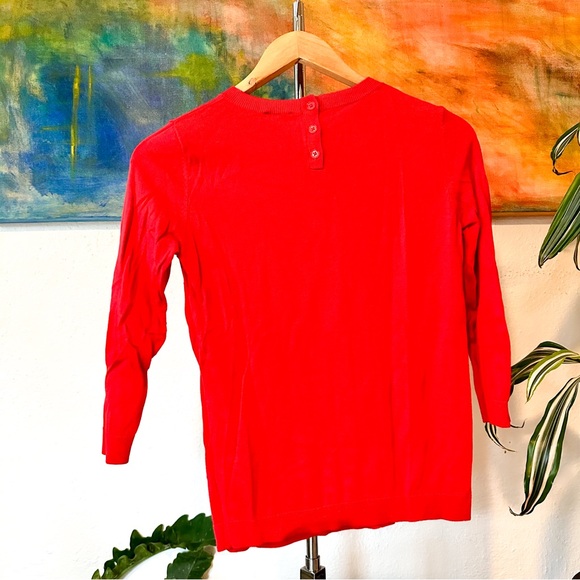 Talbots Womens Red Boston Terrier Intarsia Sweater - Picture 2 of 6